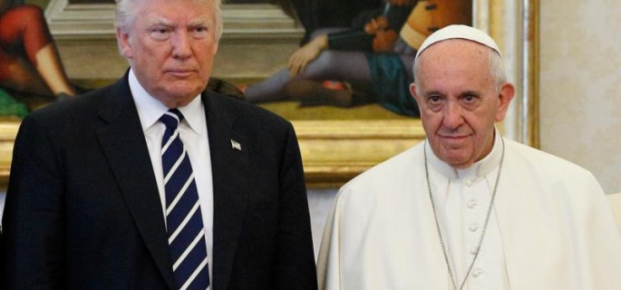 Pope Francis poses with U.S. President Donald Trump during a private audience at the Vatican May 24. (CNS photo/Paul Haring) See POPE-TRUMP-MEET May 24, 2017.