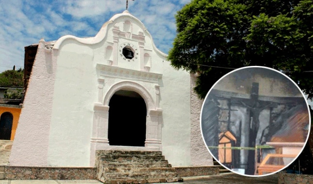  Atacan Parroquia y queman imagen de Cristo crucificado